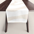 Liquid Swirl Abstract Pattern in Pale Beige and White Table Runner Gallery Image 1