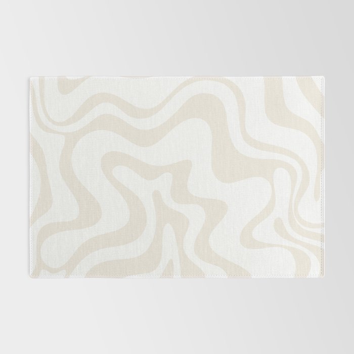 Liquid Swirl Abstract Pattern in Pale Beige and White Rug Gallery Image 2