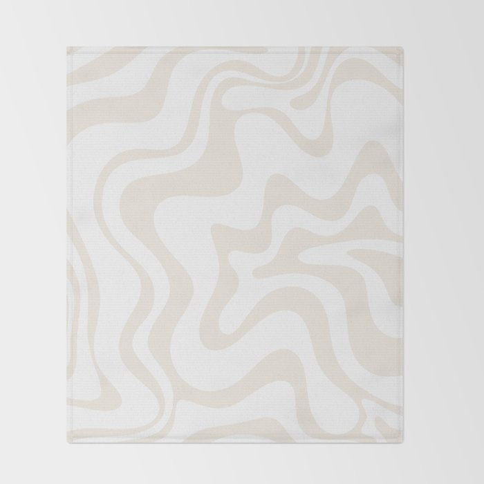 Liquid Swirl Abstract Pattern in Pale Beige and White Throw Blanket Gallery Image 2