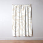 Liquid Swirl Abstract Pattern in Pale Beige and White Window Curtain Gallery Image 3
