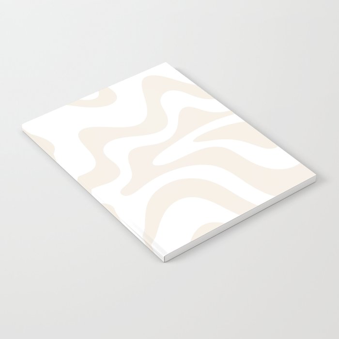 Liquid Swirl Abstract Pattern in Pale Beige and White Notebook Gallery Image 2