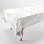 Liquid Swirl Abstract Pattern in Pale Beige and White Tablecloth Gallery Image 1