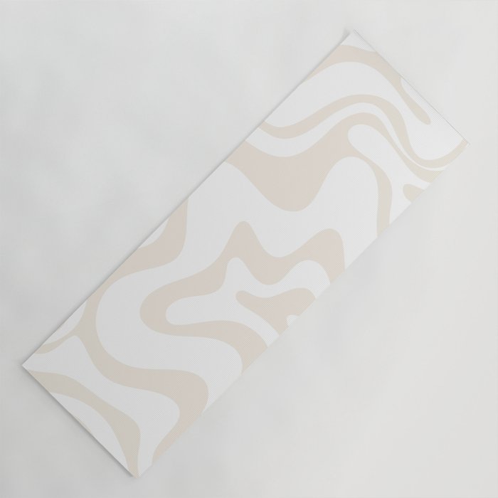 Liquid Swirl Abstract Pattern in Pale Beige and White Yoga Mat Gallery Image 1