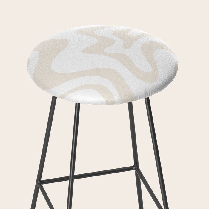 Liquid Swirl Abstract Pattern in Pale Beige and White Stool Gallery Image 2