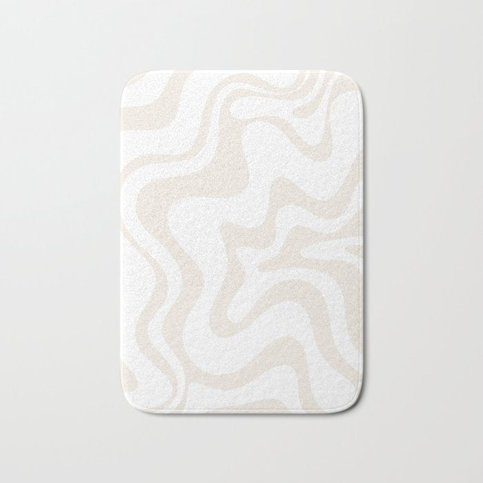 Liquid Swirl Abstract Pattern in Pale Beige and White Bath Mat Gallery Image 1