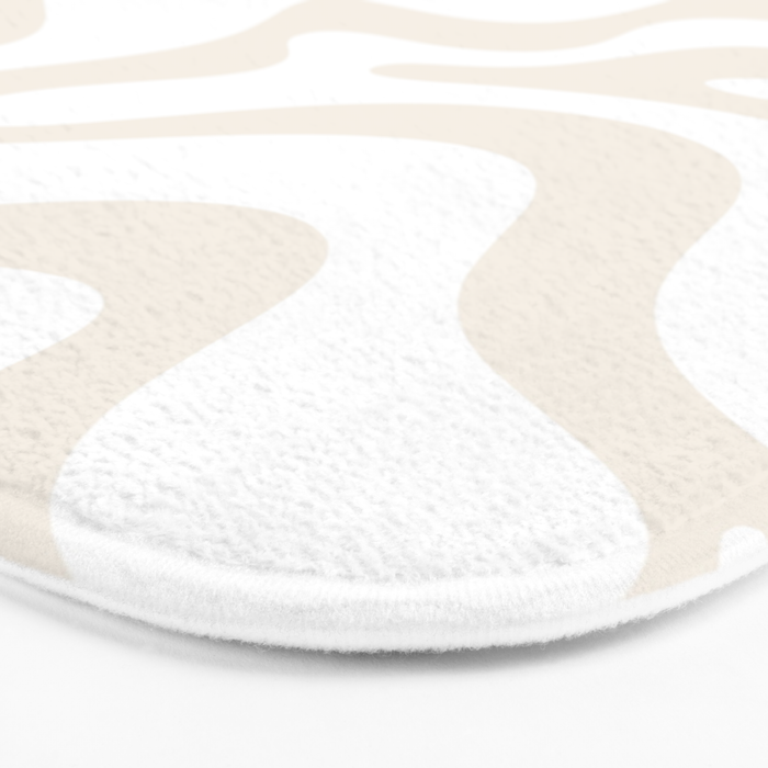 Liquid Swirl Abstract Pattern in Pale Beige and White Bath Mat Gallery Image 3