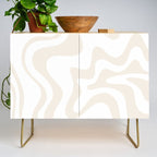Liquid Swirl Abstract Pattern in Pale Beige and White Credenza Gallery Image 1