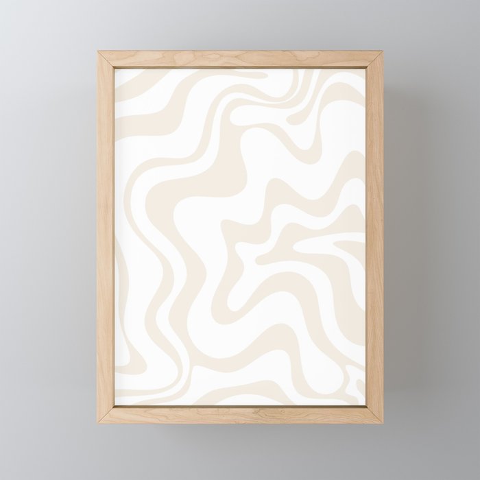 Liquid Swirl Abstract Pattern in Pale Beige and White Mini Art Print Gallery Image 1