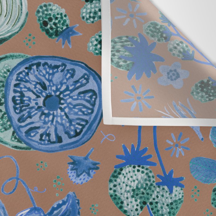 Garden Vegetables & Fresh Fruit in Blue Midnight Wall Tapestry Gallery Image 3