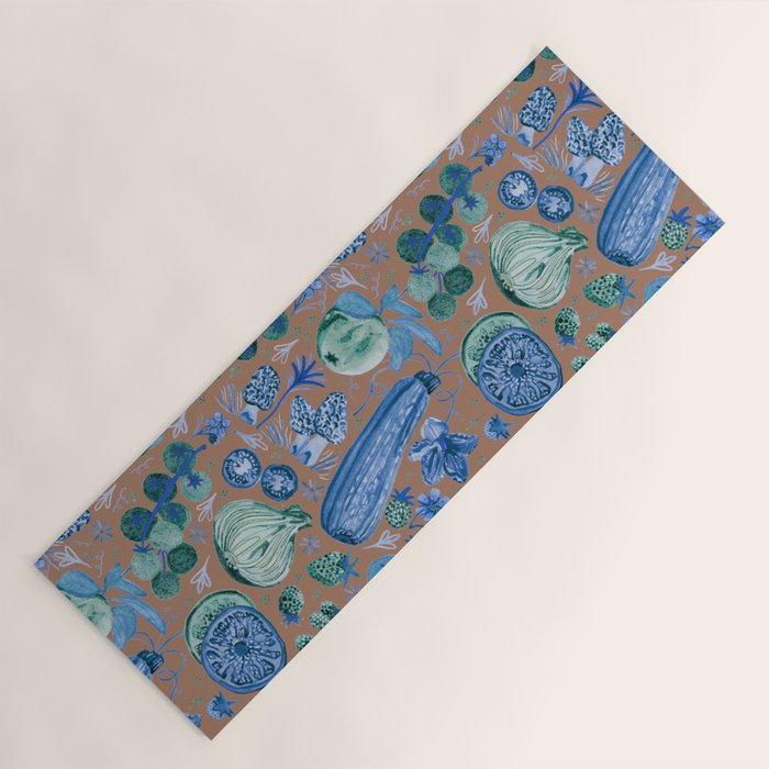 Garden Vegetables & Fresh Fruit in Blue Midnight Yoga Mat Gallery Image 1