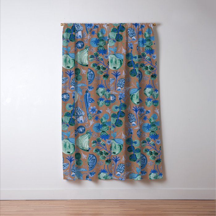 Garden Vegetables & Fresh Fruit in Blue Midnight Window Curtain Gallery Image 3