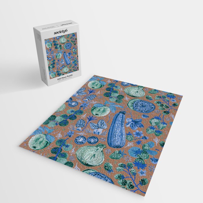 Garden Vegetables & Fresh Fruit in Blue Midnight Jigsaw Puzzle Gallery Image 2