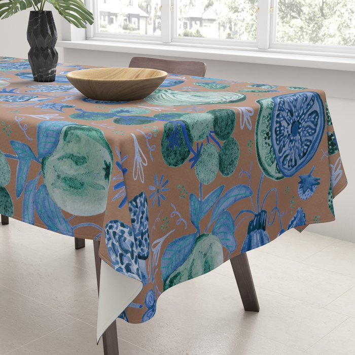 Garden Vegetables & Fresh Fruit in Blue Midnight Tablecloth Gallery Image 3