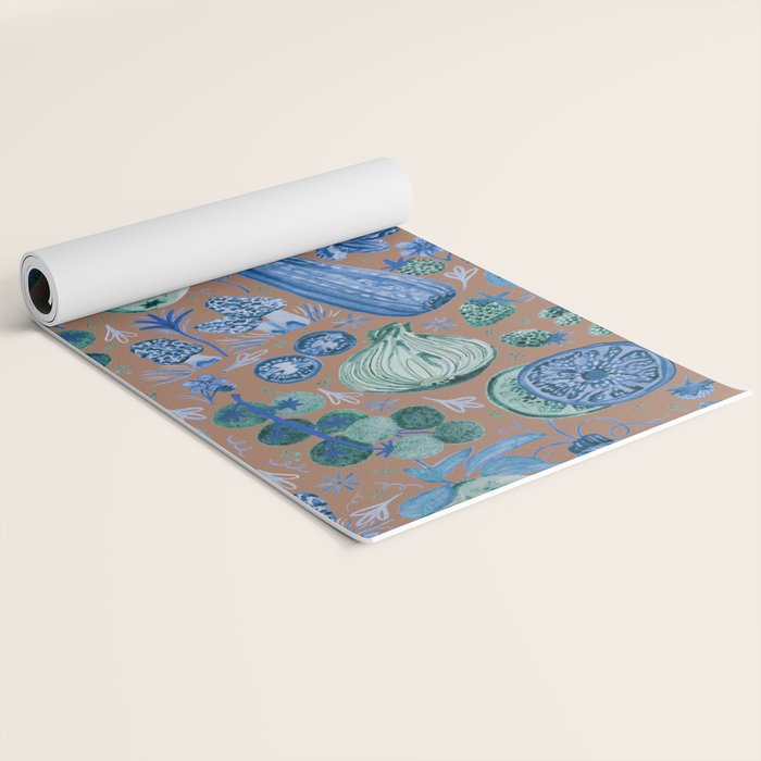 Garden Vegetables & Fresh Fruit in Blue Midnight Yoga Mat Gallery Image 2