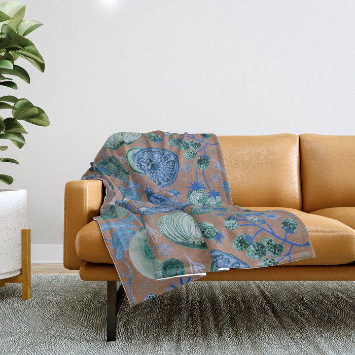 Garden Vegetables & Fresh Fruit in Blue Midnight Throw Blanket Gallery Image 1