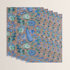 Garden Vegetables & Fresh Fruit in Blue Midnight Wrapping Paper Gallery Image 3