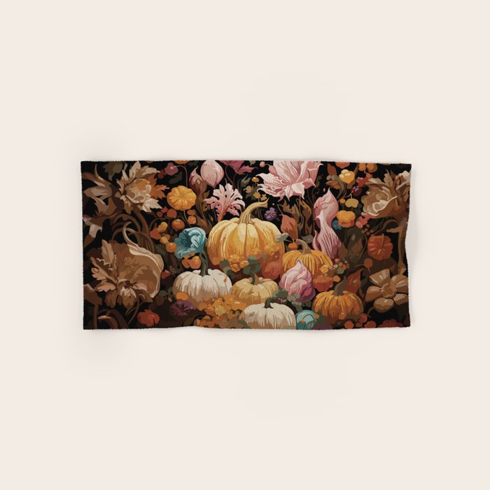 Patchwork of Autumn Pumpkin Art Bath Towel Gallery Image 1