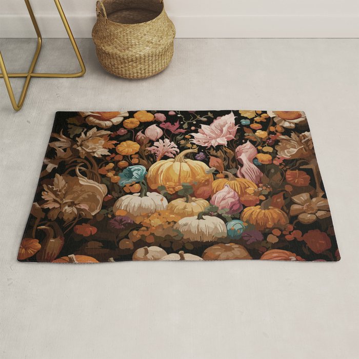 Patchwork of Autumn Pumpkin Art Rug Gallery Image 1