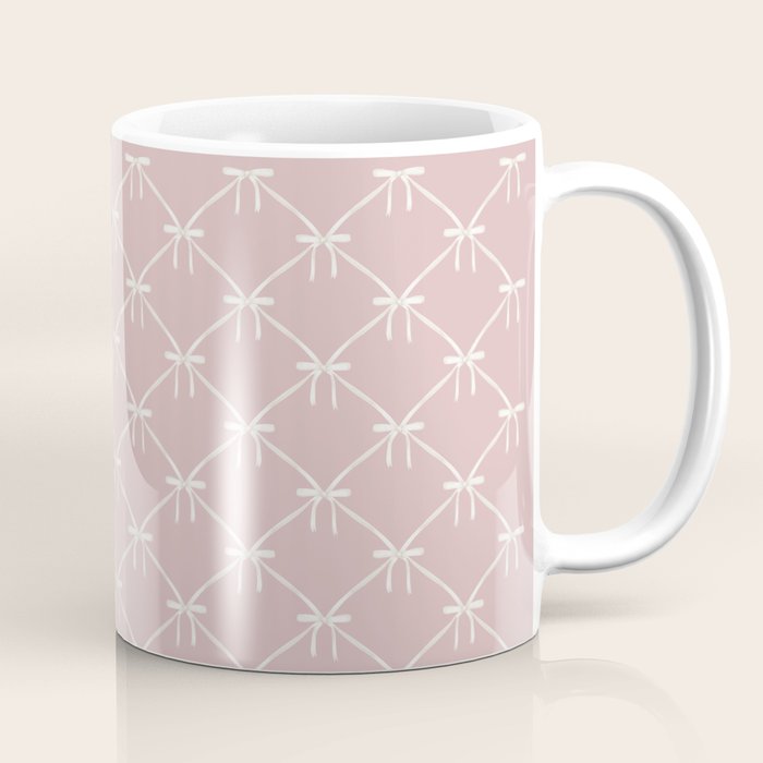 Bows & Ribbons Pattern LVII Pastel Pink Coffee Mug Gallery Image 1