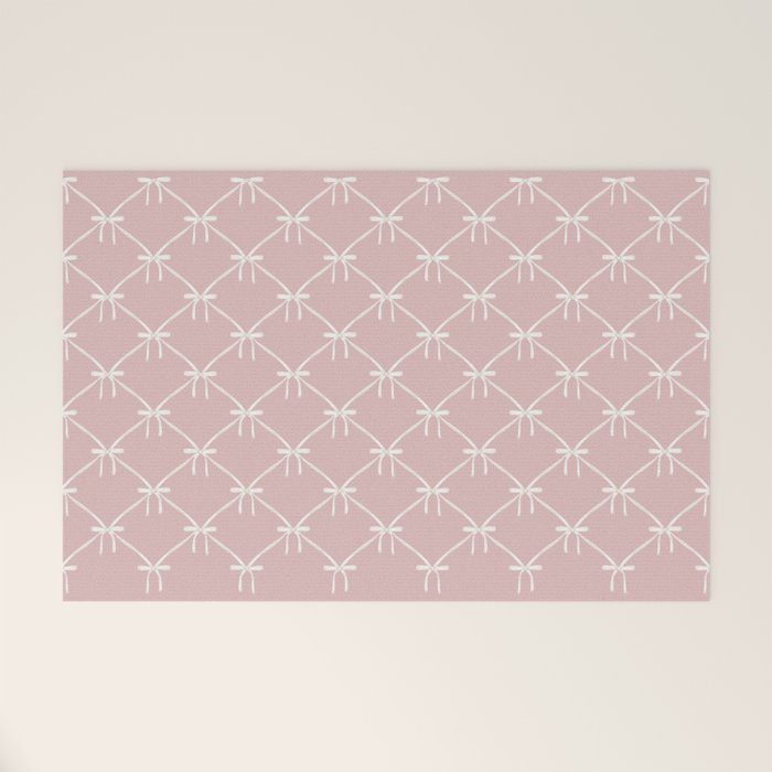 Bows & Ribbons Pattern LVII Pastel Pink Welcome Mat Gallery Image 1