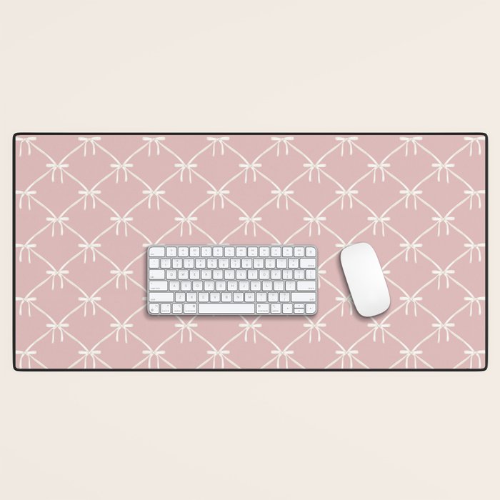 Bows & Ribbons Pattern LVII Pastel Pink Desk Mat Gallery Image 1