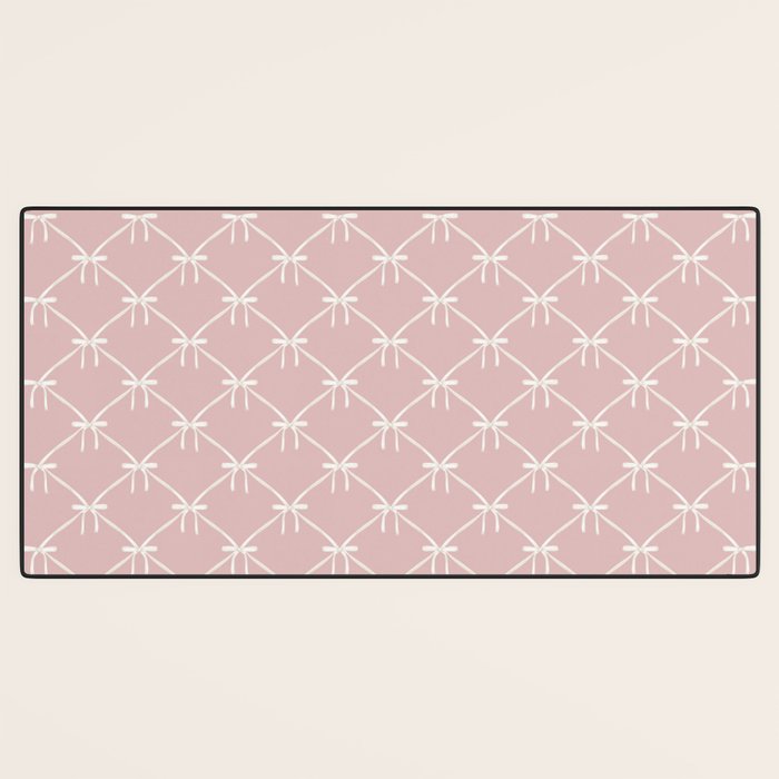 Bows & Ribbons Pattern LVII Pastel Pink Desk Mat Gallery Image 3