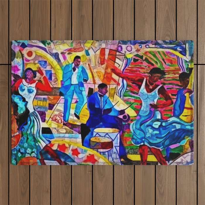 African-American 'The Spirit of Harlem' Historical Mural Portrait Outdoor Rug Gallery Image 1