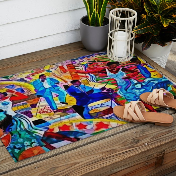 African-American 'The Spirit of Harlem' Historical Mural Portrait Outdoor Rug Gallery Image 2