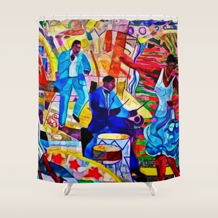 African-American 'The Spirit of Harlem' Historical Mural Portrait Shower Curtain Gallery Image 1