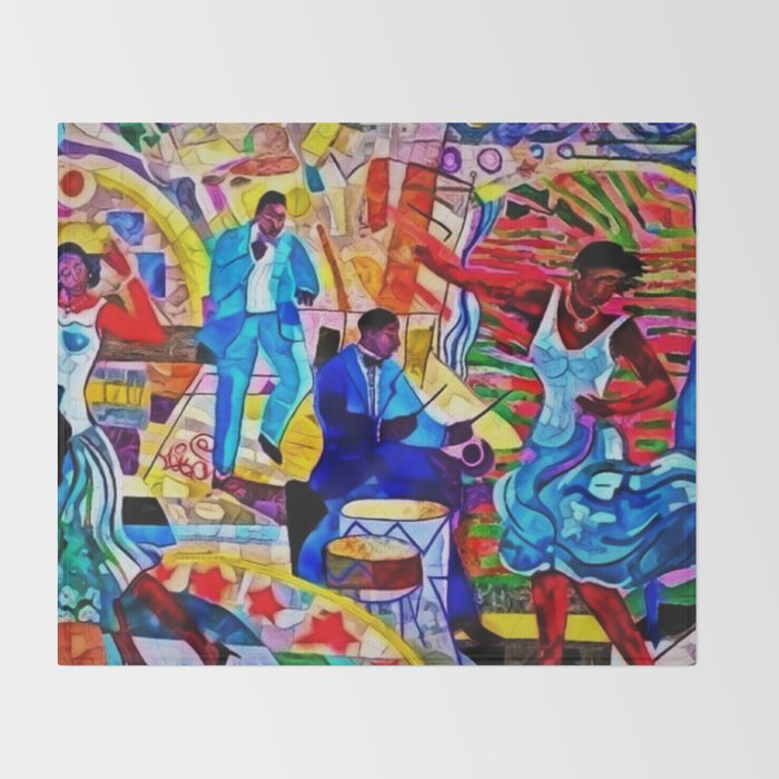 African-American 'The Spirit of Harlem' Historical Mural Portrait Throw Blanket Gallery Image 2