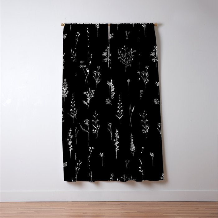 Black wildflowers Window Curtain Gallery Image 3