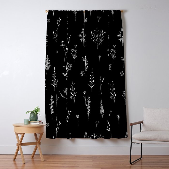 Black wildflowers Window Curtain Gallery Image 5