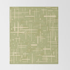 Mid-Century Modern Kinetikos Pattern in Light Avocado Green and Cream Beige Throw Blanket Gallery Image 2