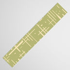 Mid-Century Modern Kinetikos Pattern in Light Avocado Green and Cream Beige Table Runner Gallery Image 3