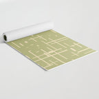 Mid-Century Modern Kinetikos Pattern in Light Avocado Green and Cream Beige Yoga Mat Gallery Image 2
