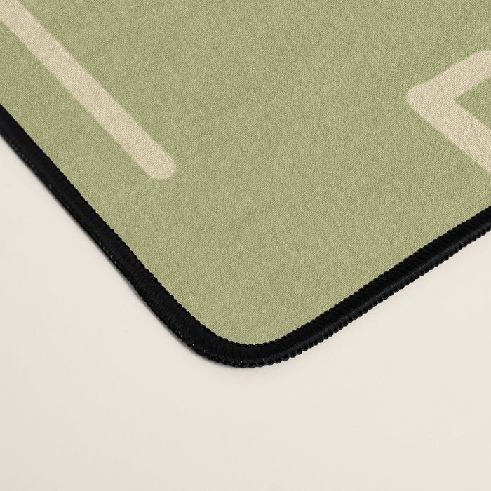 Mid-Century Modern Kinetikos Pattern in Light Avocado Green and Cream Beige Desk Mat Gallery Image 4