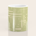 Mid-Century Modern Kinetikos Pattern in Light Avocado Green and Cream Beige Coffee Mug Gallery Image 4