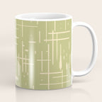 Mid-Century Modern Kinetikos Pattern in Light Avocado Green and Cream Beige Coffee Mug Gallery Image 1