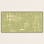 Mid-Century Modern Kinetikos Pattern in Light Avocado Green and Cream Beige Desk Mat Gallery Image 3