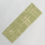 Mid-Century Modern Kinetikos Pattern in Light Avocado Green and Cream Beige Yoga Mat Gallery Image 1