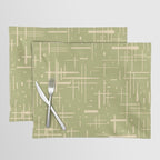 Mid-Century Modern Kinetikos Pattern in Light Avocado Green and Cream Beige Placemat Gallery Image 1
