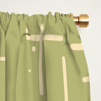 Mid-Century Modern Kinetikos Pattern in Light Avocado Green and Cream Beige Window Curtain Gallery Image 2
