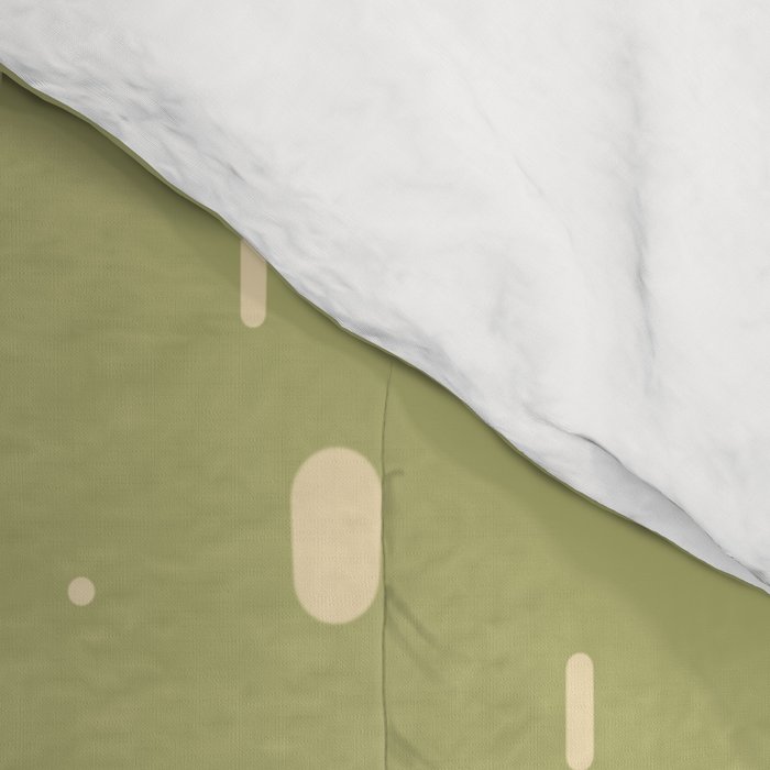 Mid-Century Modern Kinetikos Pattern in Light Avocado Green and Cream Beige Comforter Gallery Image 4