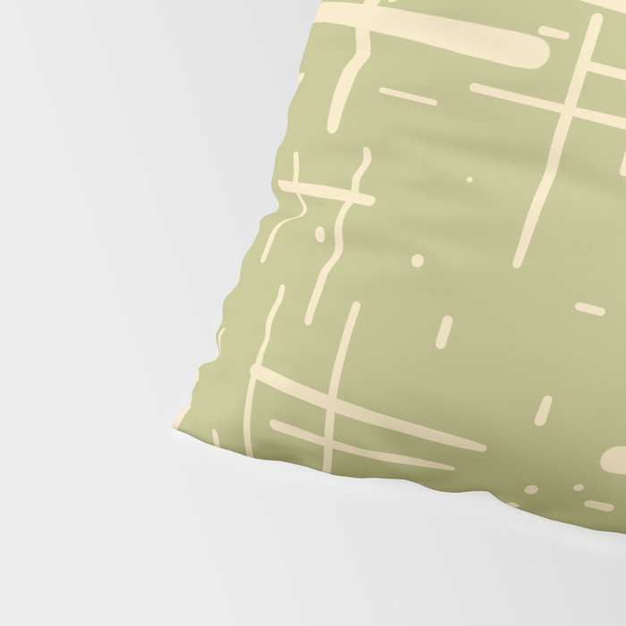 Mid-Century Modern Kinetikos Pattern in Light Avocado Green and Cream Beige Pillow Sham Gallery Image 4