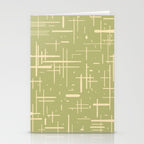 Mid-Century Modern Kinetikos Pattern in Light Avocado Green and Cream Beige Stationery Card Gallery Image 2