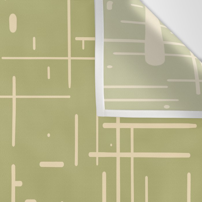 Mid-Century Modern Kinetikos Pattern in Light Avocado Green and Cream Beige Wall Tapestry Gallery Image 3