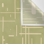 Mid-Century Modern Kinetikos Pattern in Light Avocado Green and Cream Beige Wall Tapestry Gallery Image 3