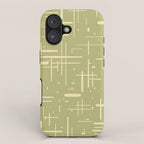 Mid-Century Modern Kinetikos Pattern in Light Avocado Green and Cream Beige iPhone Case Gallery Image 1