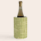 Mid-Century Modern Kinetikos Pattern in Light Avocado Green and Cream Beige Wine Chiller Gallery Image 3