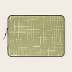 Mid-Century Modern Kinetikos Pattern in Light Avocado Green and Cream Beige Laptop Sleeve Gallery Image 1
